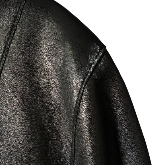 Bebe Womens Black Y2K Moto Biker Edgy Classic Capsule Sleek Leather Jacket Large - Picture 7 of 9